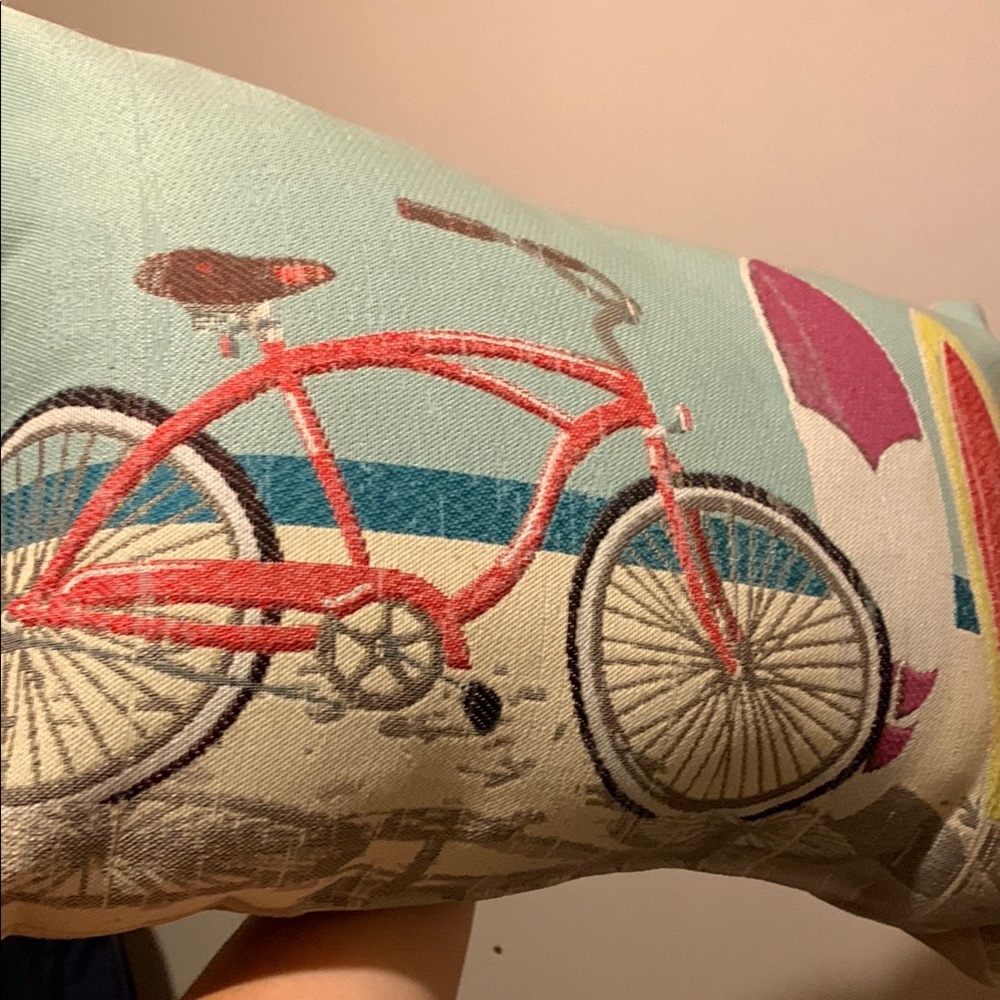 Decorative Pillow with Bicycle Design